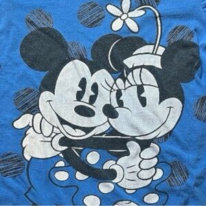 Disney Store Mickey Minnie Sleep Shirt Nightgown Blue Polka Dot Pajama Tee M/L